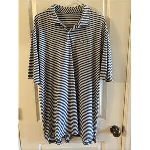 Peter Millar Seaside Wash XL Comfort‎ Striped Golf Polo Shirt Blue White Men’s
